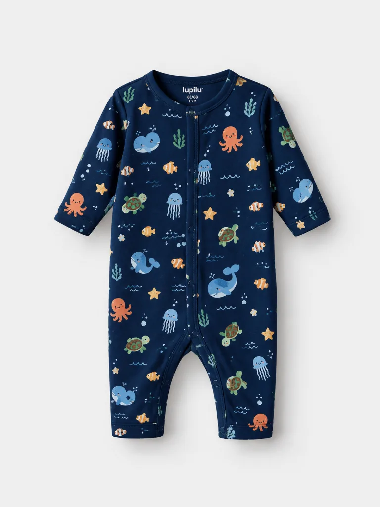 Navy Ocean Friends Baby Romper